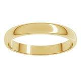 14K Yellow Gold 3 mm Lightweight Half Round Band Size 6