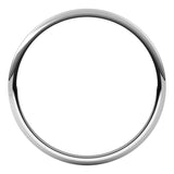 14K White Gold 1 mm Lightweight Half Round Band Size 4