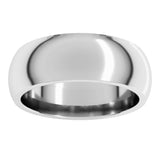 14K White Gold 7 mm Comfort-Fit Half Round Band Size 9.5