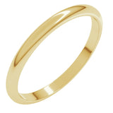 10K Yellow Gold 2 mm Half Round Band Size 7.5