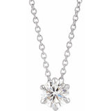14K White Gold 1/2 CT Lab-Grown Diamond Solitaire 16-18" Necklace