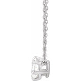 14K White Gold 1/2 CT Lab-Grown Diamond Solitaire 16-18" Necklace