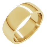 10K Yellow Gold 7 mm Lightweight Comfort-Fit Half Round Band Size 10