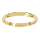14K Yellow Gold 2 mm Lightweight Comfort-Fit Half Round Band Size 5