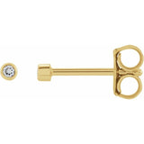 14K Yellow Gold .02 CT Natural Diamond Micro Bezel-Set Stud Earring