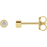 14K Yellow Gold .05 CT Natural Diamond Micro Bezel-Set Stud Earring