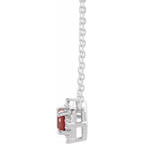 14K White Gold Natural Mozambique Garnet & .04 CTW Natural Diamond Halo-Style 18" Necklace