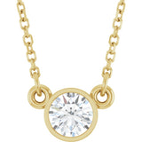 14K Yellow Gold 1/3 CT Natural Diamond Solitaire 18" Necklace