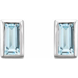 14K White Gold Natural Sky Blue Topaz Bezel-Set Earrings