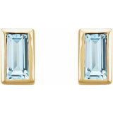 14K Yellow Gold Natural Sky Blue Topaz Bezel-Set Earrings