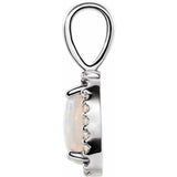 14K White Gold Natural White Opal & .04 CTW Natural Diamond Halo-Style Pendant