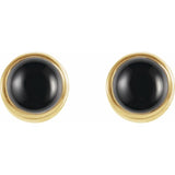 14K Yellow Gold Natural Black Onyx Bezel-Set Earrings