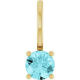 14K Yellow Gold Imitation Blue Zircon Solitaire Charm/Pendant