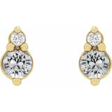 14K Yellow Gold Natural White Sapphire & .03 CTW Natural Diamond Earrings