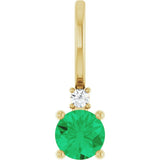 14K Yellow Gold Lab-Grown Emerald & .015 CT Natural Diamond Charm/Pendant