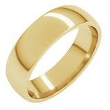 14K Yellow Gold 5.5 mm Lightweight Comfort-Fit Half Round Band Size 8.5