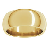 14K Yellow Gold 8 mm Comfort-Fit Half Round Band Size 9