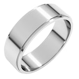 14K White Gold 6 mm Stepped-Edge Flat Band Size 11.5