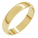 10K Yellow Gold 4 mm Lightweight Half Round Band Size 5