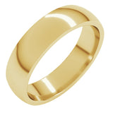 14K Yellow Gold 5 mm Lightweight Comfort-Fit Half Round Band Size 9
