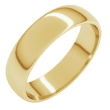 10K Yellow Gold 5 mm Lightweight Half Round Band Size 6.5