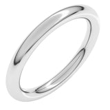 14K White Gold 2.5 mm Comfort-Fit Full Round Band Size 7.5