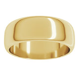 18K Yellow Gold 7 mm Half Round Band Size 7.5