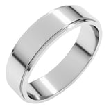 14K White Gold 5 mm Stepped-Edge Flat Band Size 8.5