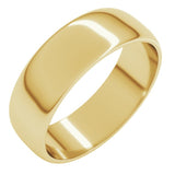 10K Yellow Gold 6 mm Lightweight Half Round Band Size 13
