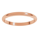 14K Rose Gold 2 mm Half Round Band Size 8.5