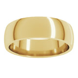 14K Yellow Gold 6 mm Lightweight Comfort-Fit Half Round Band Size 15