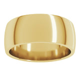 10K Yellow Gold 8 mm Lightweight Comfort-Fit Half Round Band Size 6.5