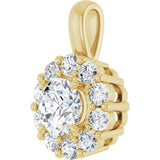 14K Yellow Gold 1 CTW Lab-Grown Diamond Halo-Style Pendant