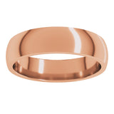 14K Rose Gold 5 mm Half Round Comfort Fit Light Band Size 9
