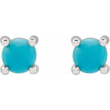 14K White Gold 4 mm Natural Turquoise Earrings