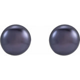 Sterling Silver 3.5-4 mm Cultured Black Freshwater Button Pearl Earrings
