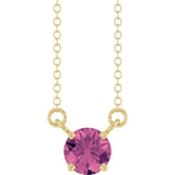 14K Yellow Gold Natural Pink Tourmaline Solitaire 18