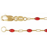 14K Yellow Gold-Filled 1.6 mm Red Enamel Bead Paperclip-Style 20