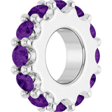14K White Gold Natural Amethyst Spacer Charm/Pendant