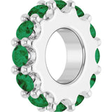 Sterling Silver Lab-Grown Emerald Spacer Charm/Pendant
