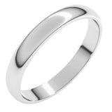 10K White Gold 3 mm Lightweight Half Round Band Size 6