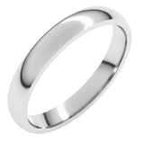 14K White Gold 3 mm Lightweight Comfort-Fit Half Round Band Size 7