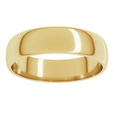 10K Yellow Gold 5 mm Lightweight Half Round Band Size 13