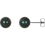 14K White Gold 7 mm Black Akoya Cultured Pearl Earrings