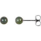 14K White Gold 4 mm Cultured Black Akoya Pearl Earrings