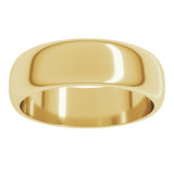10K Yellow Gold 6 mm Half Round Band Size 7