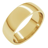 14K Yellow Gold 6.5 mm Lightweight Comfort-Fit Half Round Band Size 10