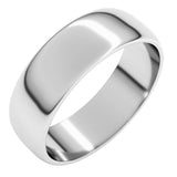 14K White Gold 6 mm Lightweight Half Round Band Size 9.5