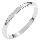 Platinum 2 mm Lightweight Half Round Band Size 8