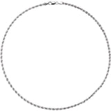 14K White Gold 3 mm Rope 24" Chain